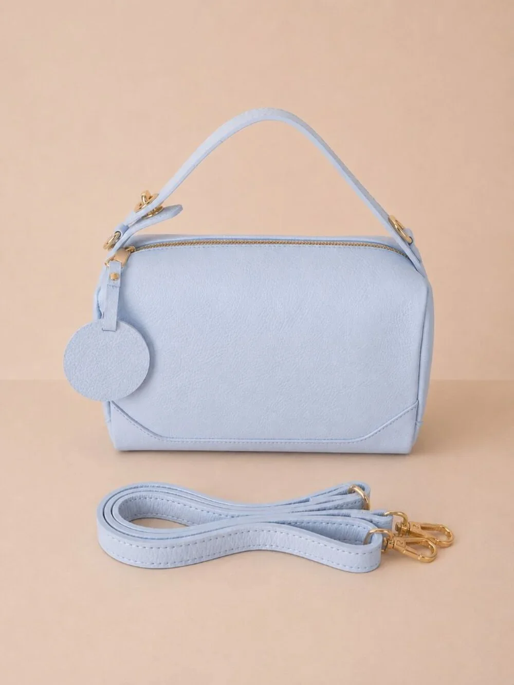 Baby Blue Italian Leather Crossbody Bag